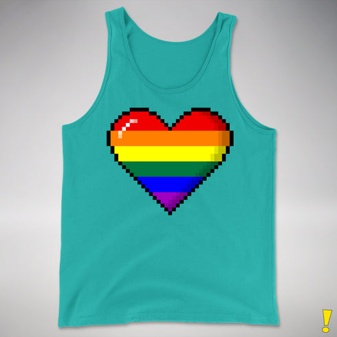 LGBTQ Pride8-Bit Pixel Heart Premium Tank Top - Teal